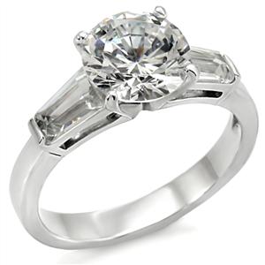 3.5CT 3-STONE CZ STAINLESS STEEL RING-4 sizes